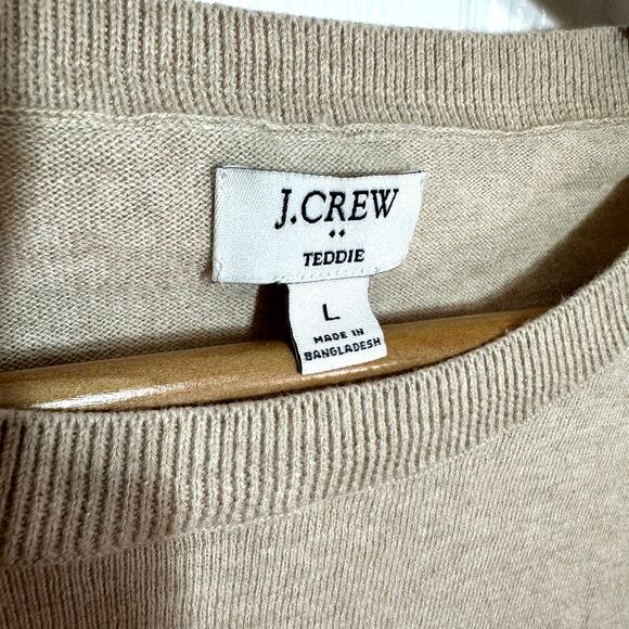 J.Crew 100% Cotton Beige Lightweight Crewneck Sweater Women’s Large - Picture 3 of 5